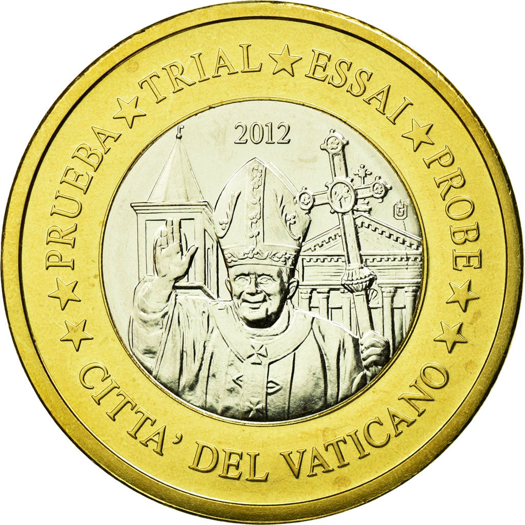 Vaticano, medaglia, 1 E, Essai-Trial Benoit XVI, 2012, FDC, Bi-metallico