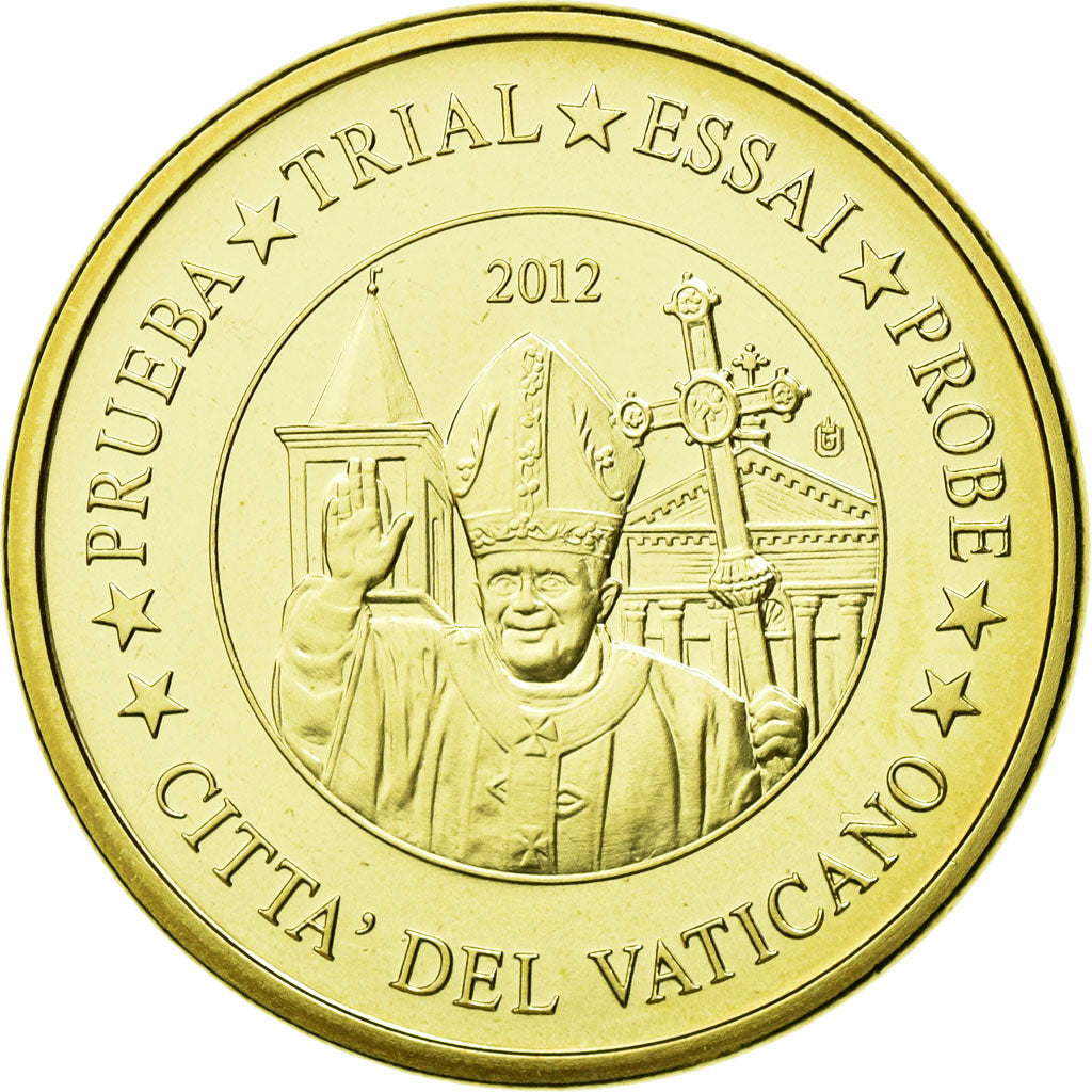 Vatikan, Medaille, 20 C, Essai-Trial Benoit XVI, 2012, STGL, Copper-Nickel Gilt