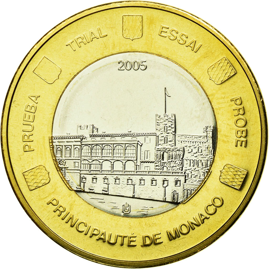 Monaco, Medal, Essai 1 euro, 2005, MS(65-70), Bi-Metallic