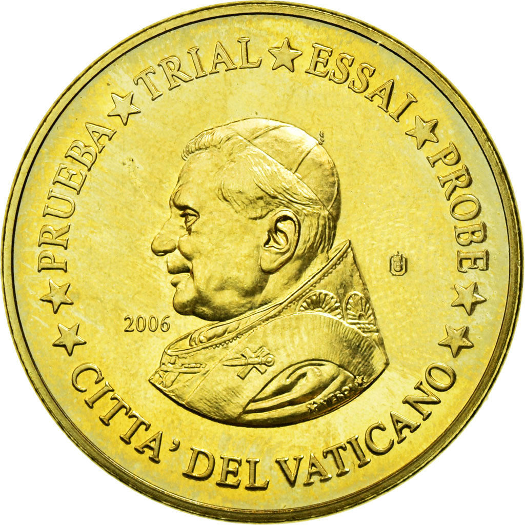 Vatikan, Medaille, 10 C, Essai-Trial Benoit XVI, 2006, STGL, Copper-Nickel Gilt