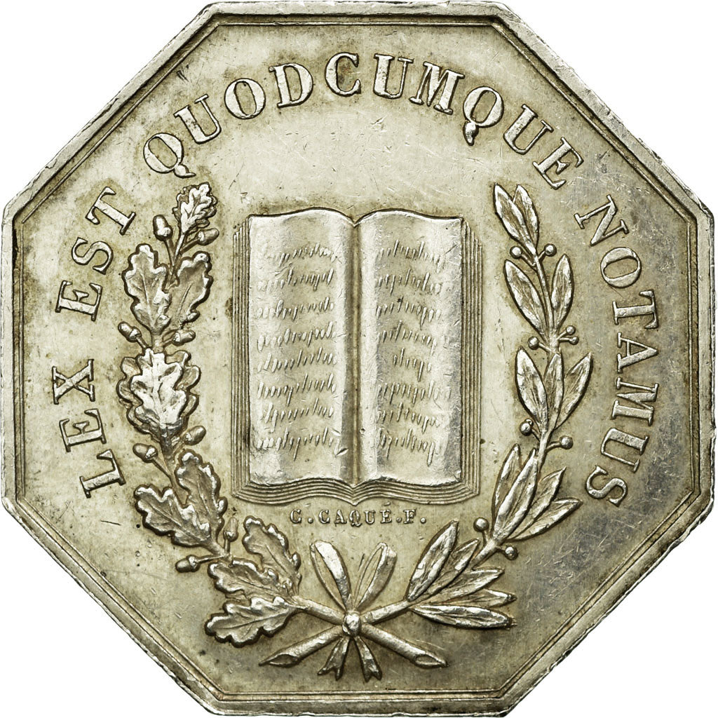 France, Jeton, Notaires de l'Arrondissement de Dieppe, 1852, Caqué, TTB+