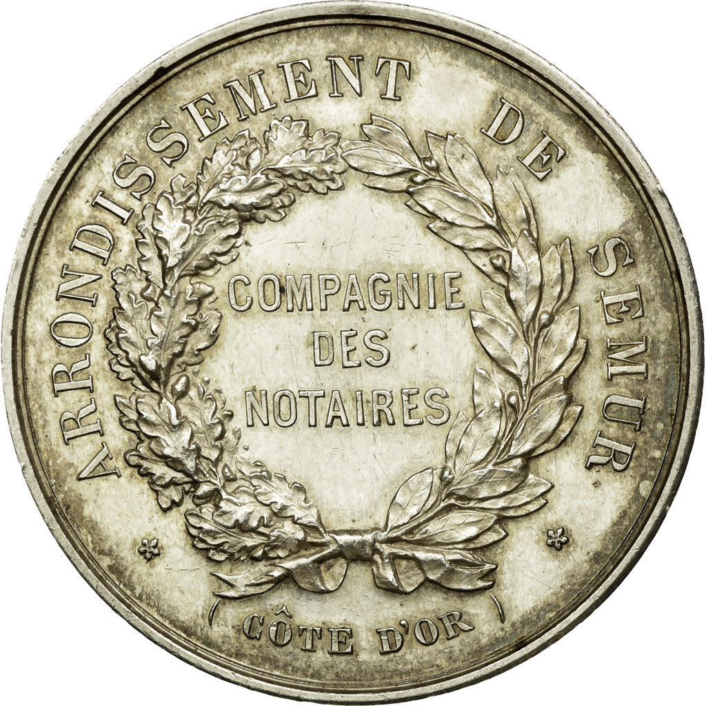 Francia, Token, Notaires de l'Arrondissement de Semur, Côte d'Or, 1867, SPL-