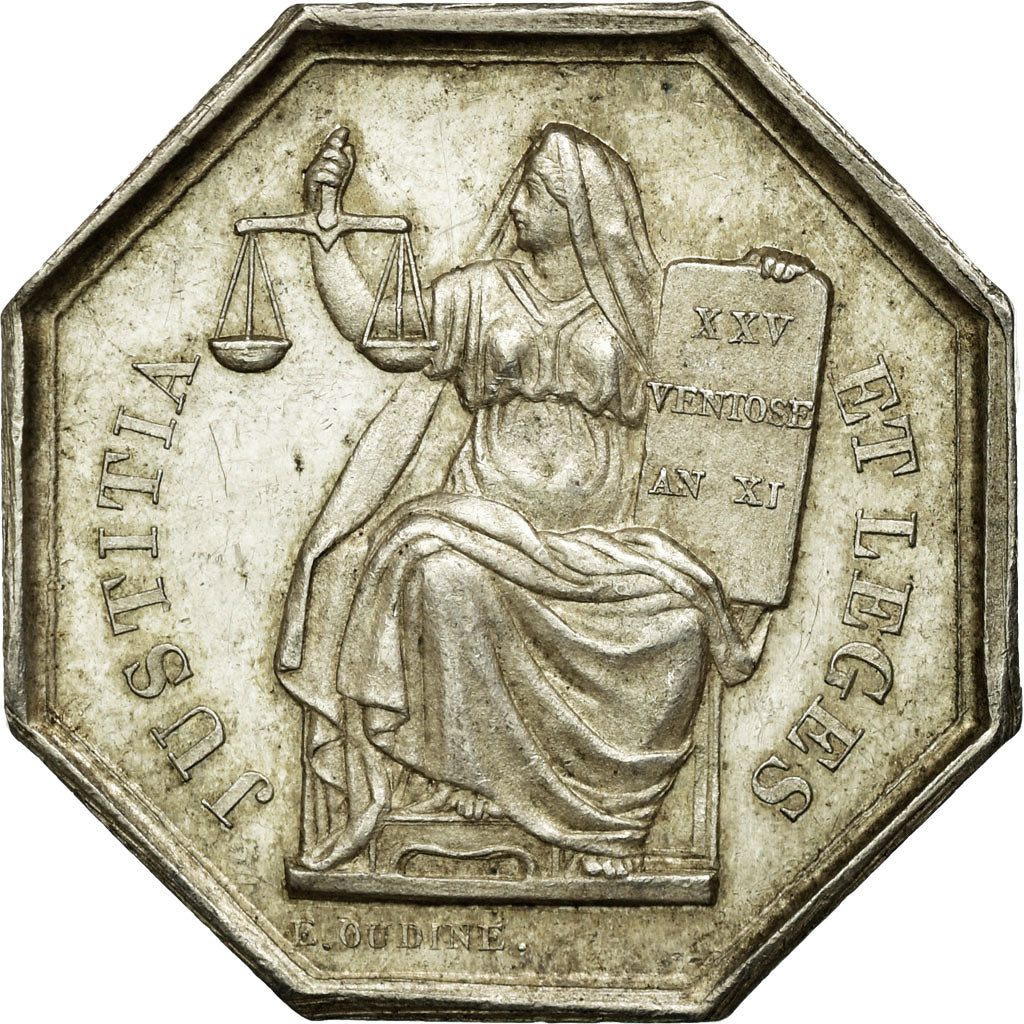 Frankrijk, Token, Notaires de l'Arrondissement de Tours, Oudiné, ZF+, Zilver