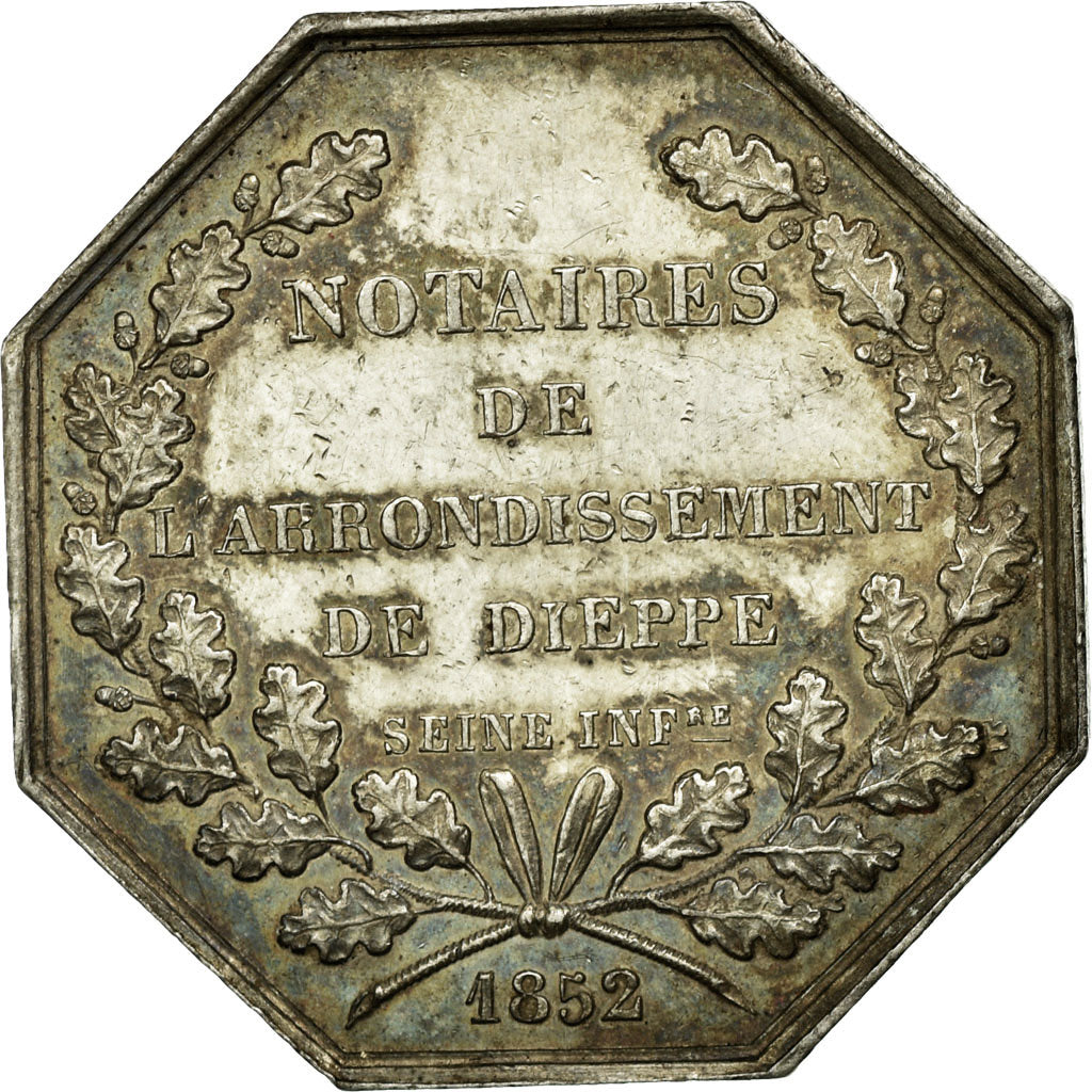 France, Token, Notaires de l'Arrondissement de Dieppe, 1852, Caqué, AU(55-58)