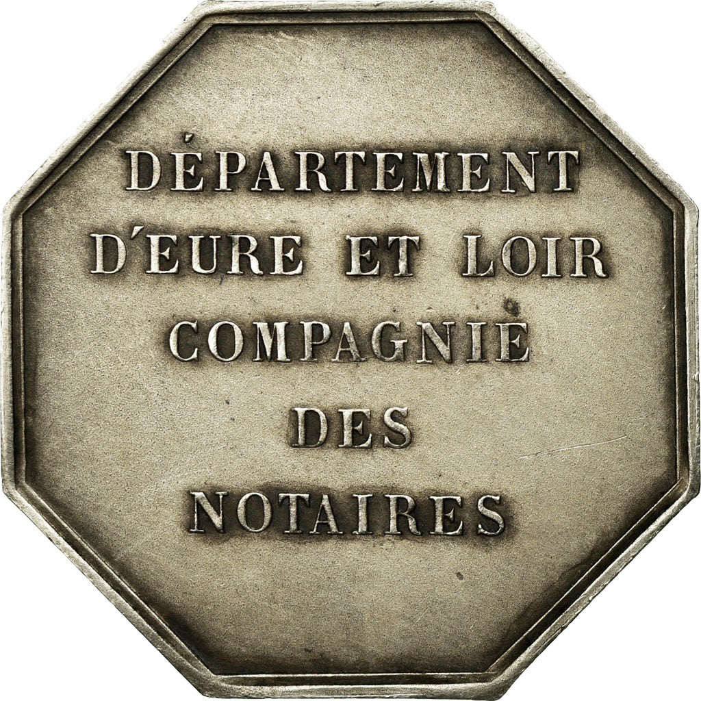 France, Jeton, Notaires de l'Arrondissement d'Eure et loir, 1836, Barre, SUP+