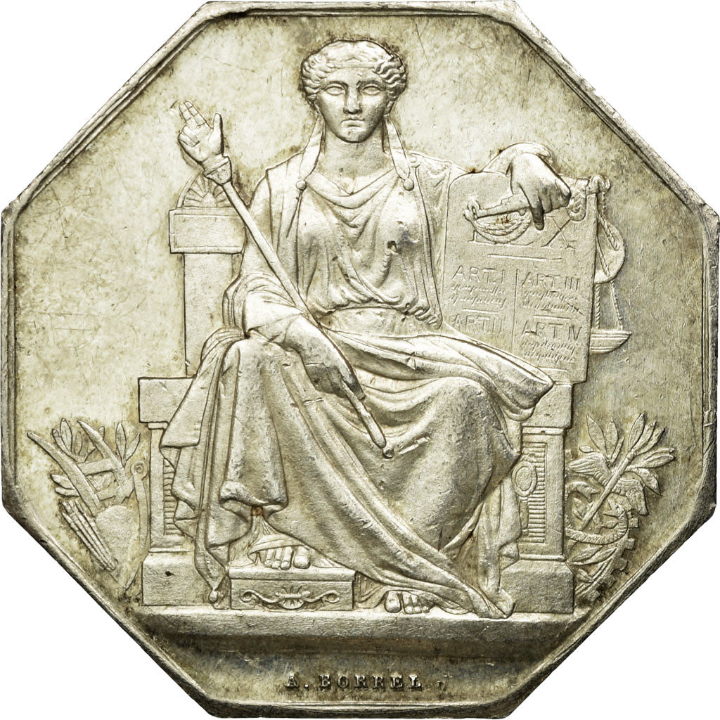 Francia, Token, Notaires de Baugé, Maine et Loire, Borrel.A, SPL-, Argento