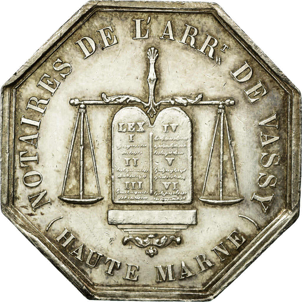 Francia, Token, Notaires de l'Arrondissement de Vassy, Haute Marne, 1851