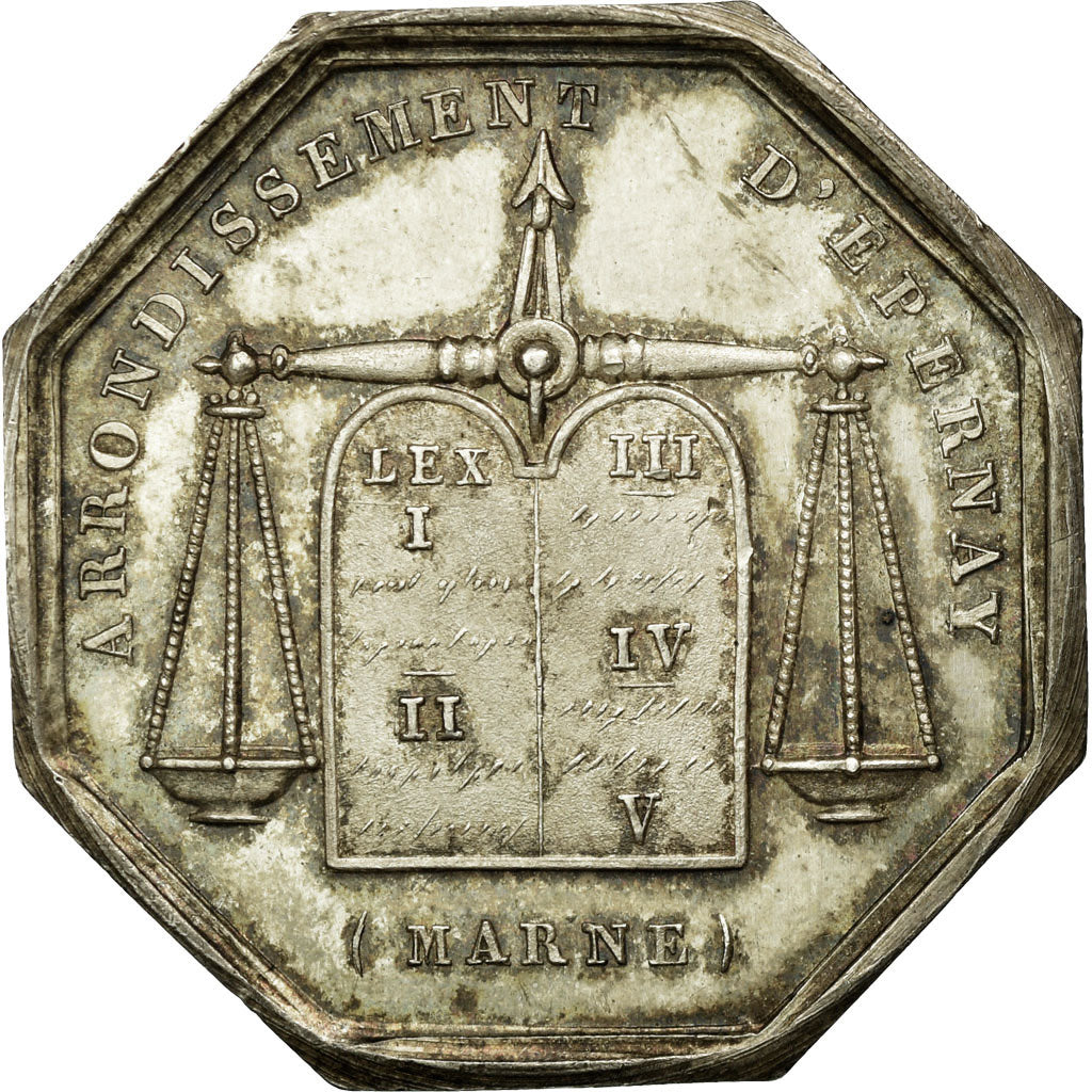 Francia, Token, Notaires de l'Arrondissement d'Epernay, Marne, SPL-, Argento
