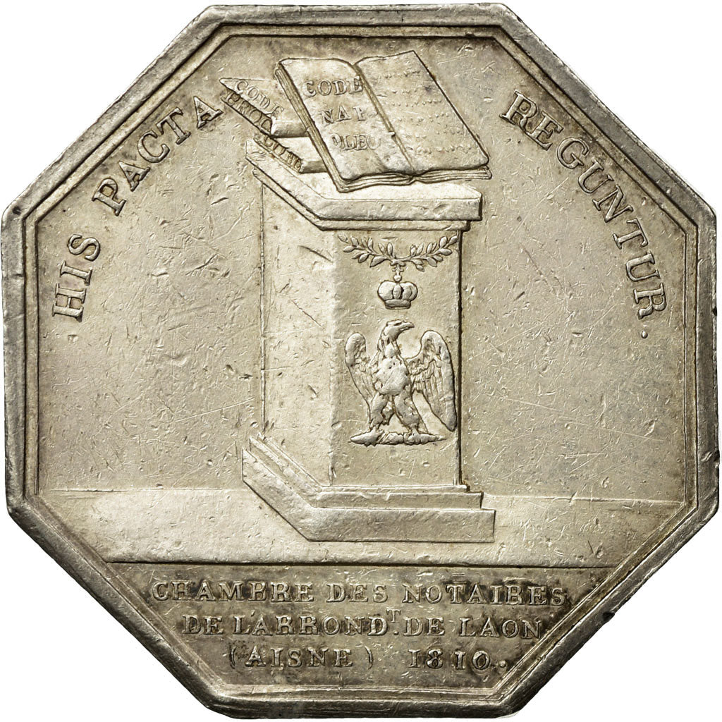 Francia, Token, Napoléon Ier, Notaires de l'Arrondissement de Laon, 1810