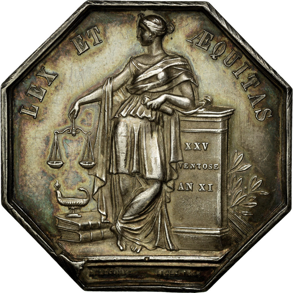 Francia, Token, Notaires de l'Arrondissement de Lille, 1849, Lecomte, SPL