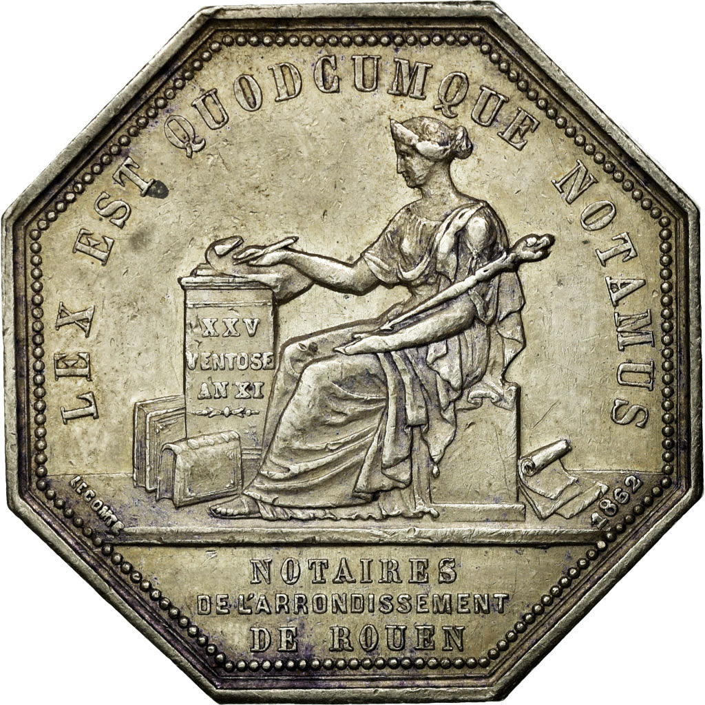 France, Token, Napoléon III, Notaires de l'Arrondissement de Rouen, 1862