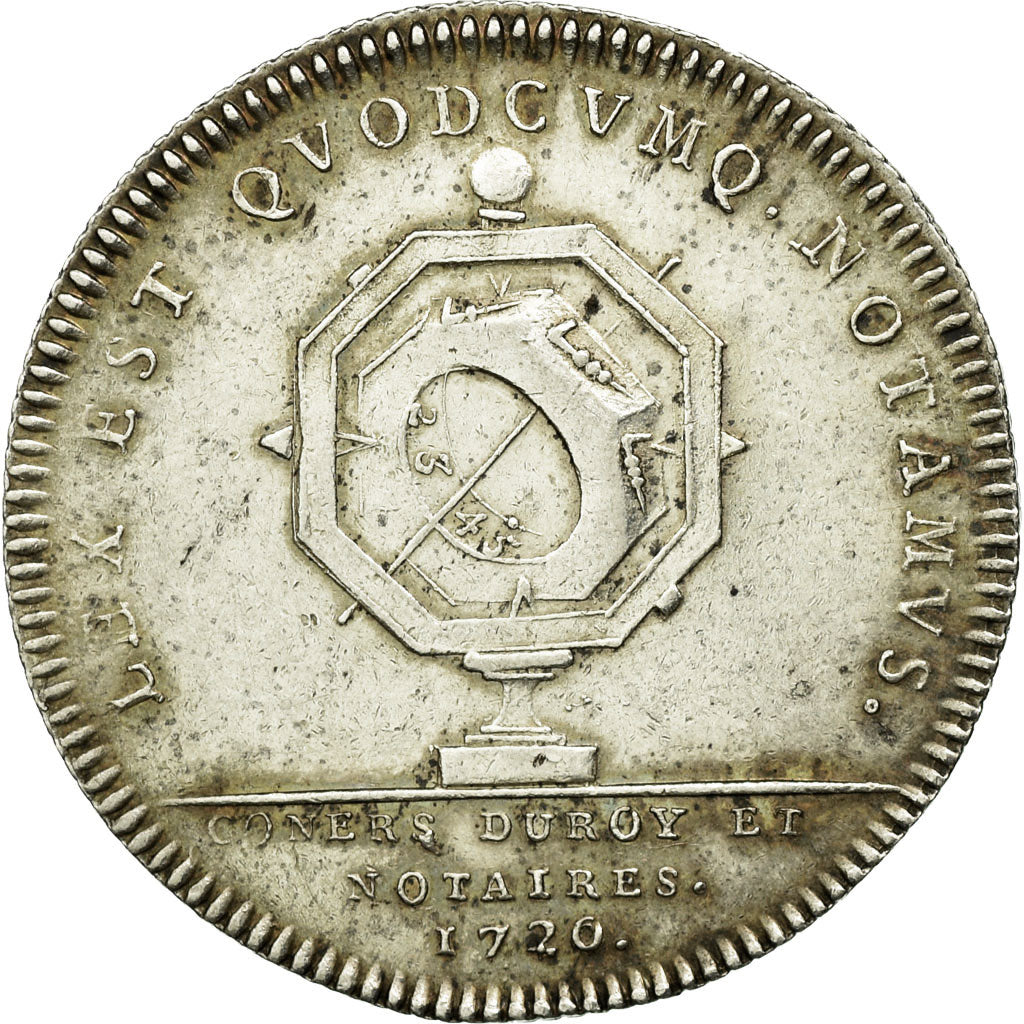 Francia, Token, Louis XV, Conseillers du Roi et Notaires, 1720, MBC, Plata