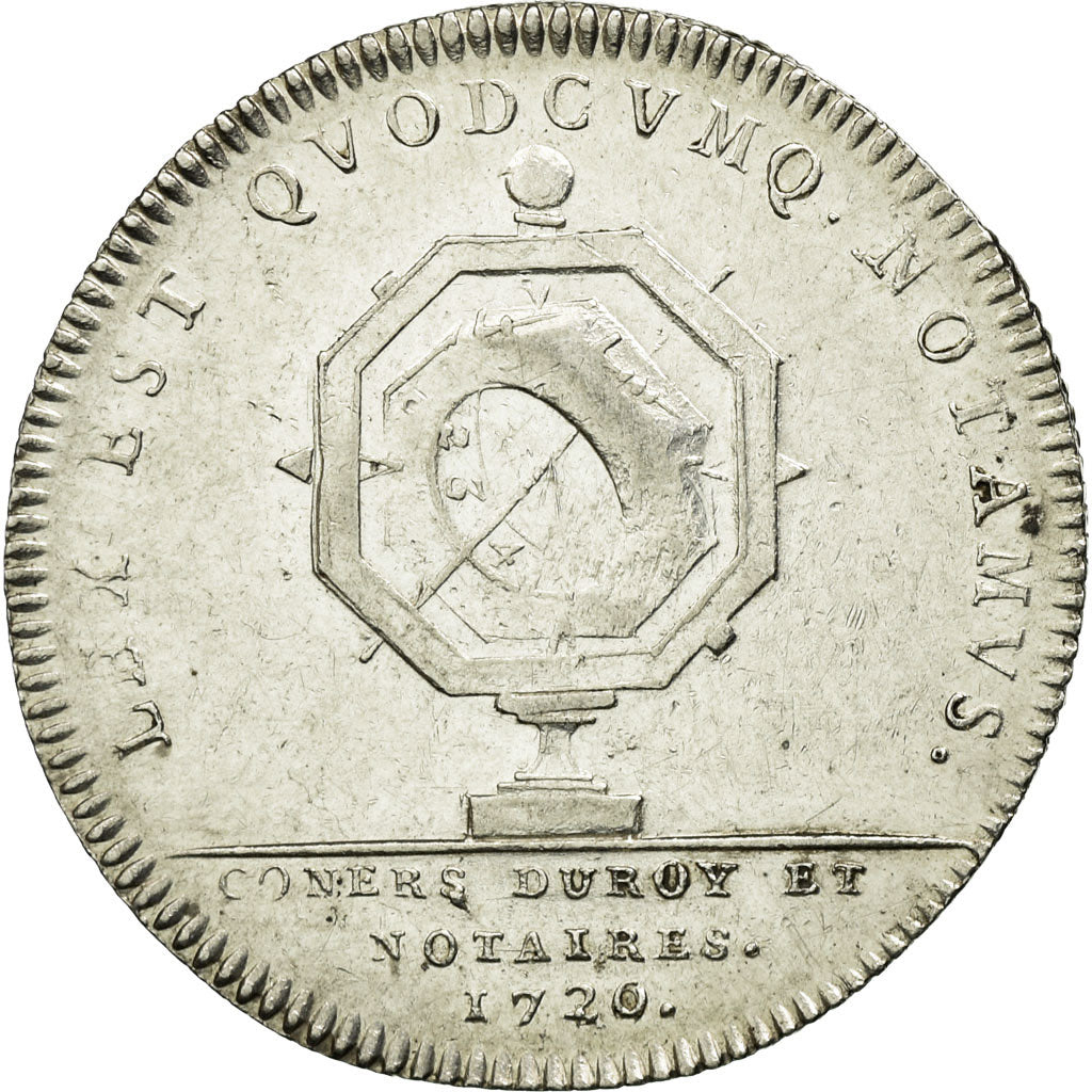 Francia, Token, Louis XV, Conseillers du Roi et Notaires, 1720, BB+, Argento