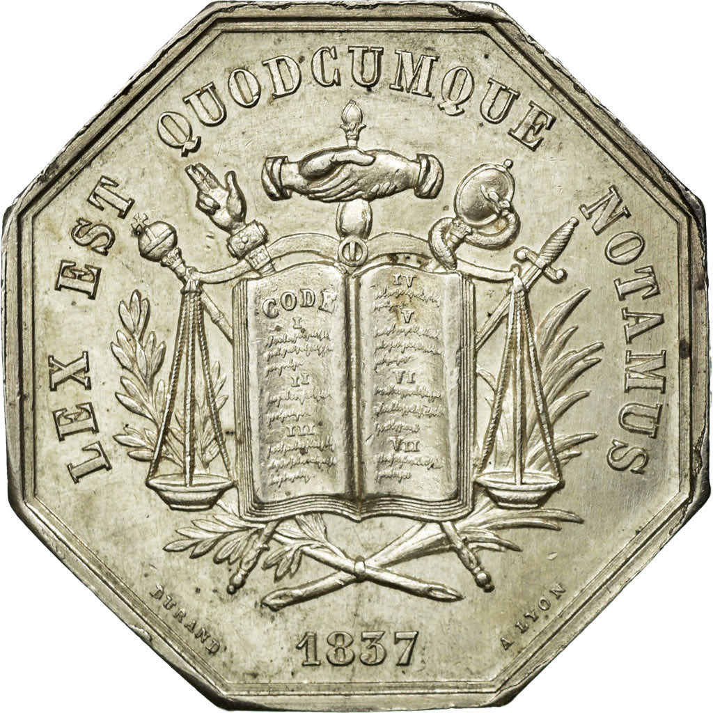 Francia, Token, Notaires de l'Arrondissement de Vienne, 1837, Durand, SPL-
