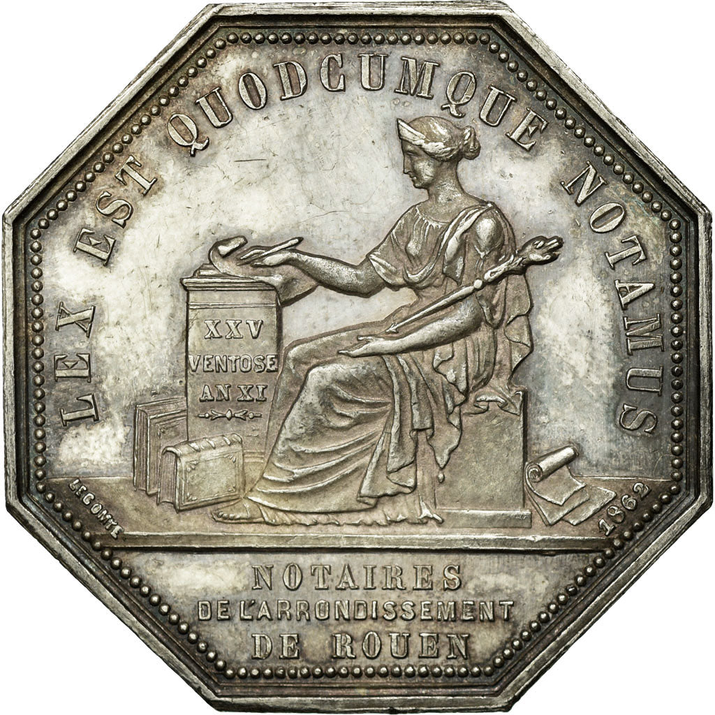 France, Jeton, Napoléon III, Notaires de l'Arrondissement de Rouen, 1862, SUP