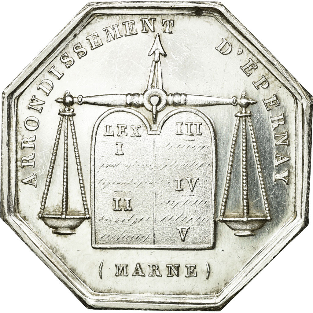 France, Jeton, Notaires de l'Arrondissement d'Epernay, Marne, SUP, Argent