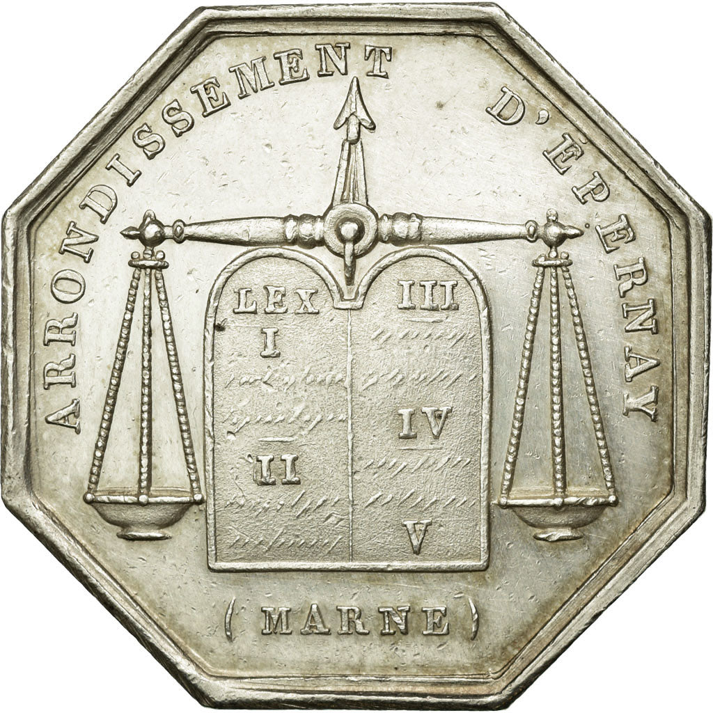 France, Jeton, Notaires de l'Arrondissement d'Epernay, Marne, SUP, Argent