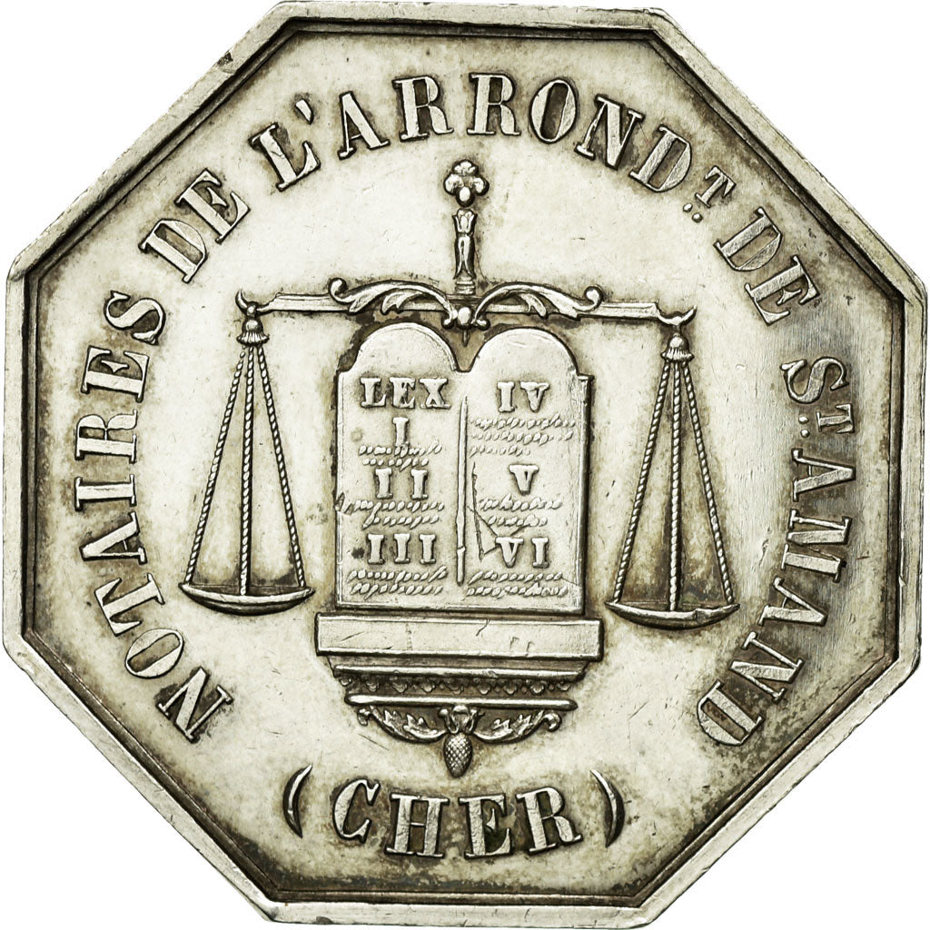 Francia, Token, Notaires de l'Arrondissement Saint-Amand, Cher, SPL-, Argento