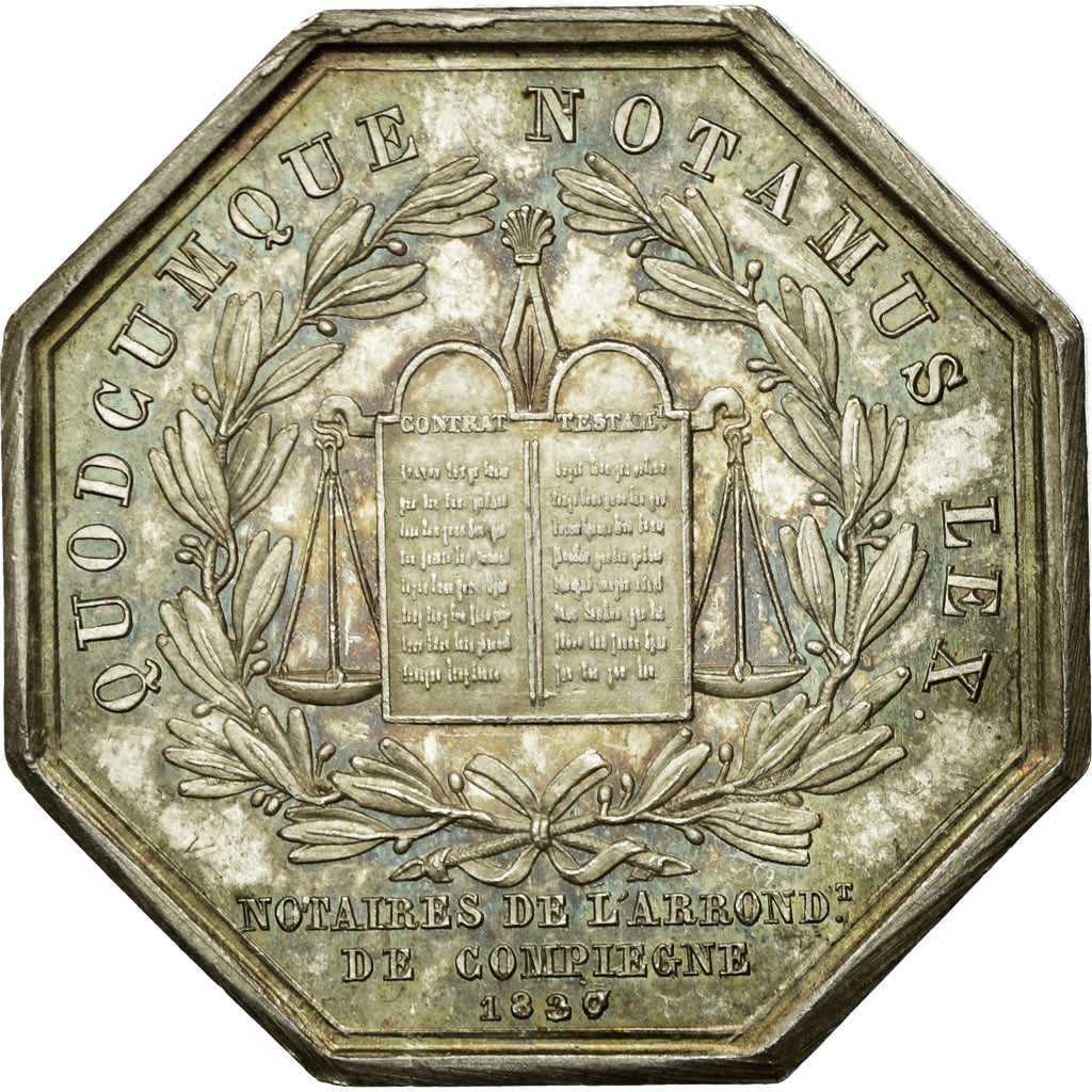 France, Token, Notaires de l'Arrondissement de Compiègne, 1830, Coquardon
