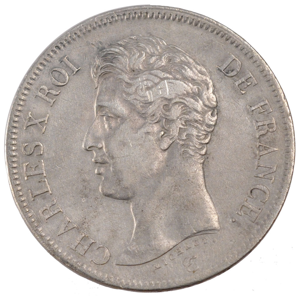 FRANCE, Charles X, 5 Francs, 1825, Marseille, KM #720.10, VF(30-35), Silver,...