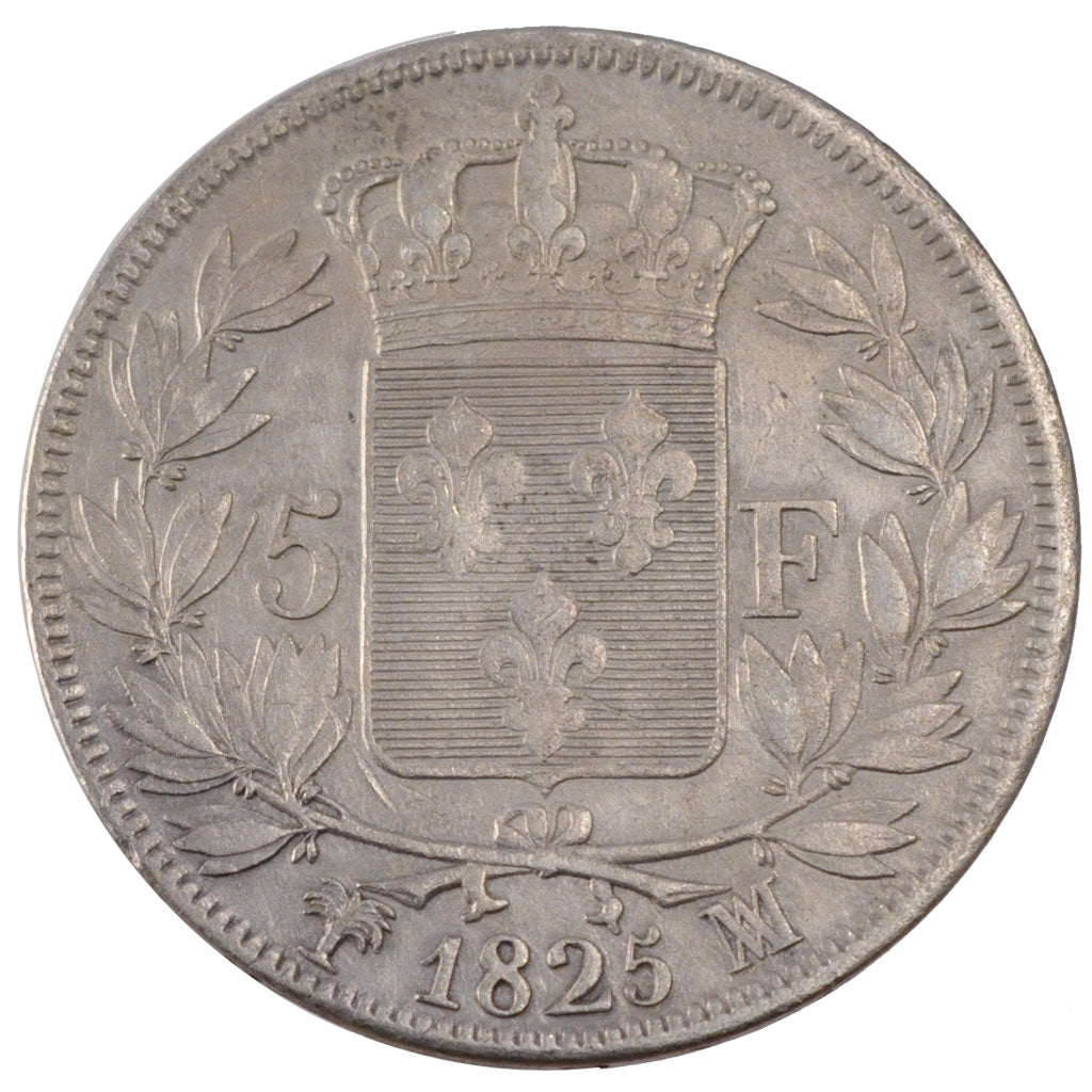 FRANCE, Charles X, 5 Francs, 1825, Marseille, KM #720.10, VF(30-35), Silver,...
