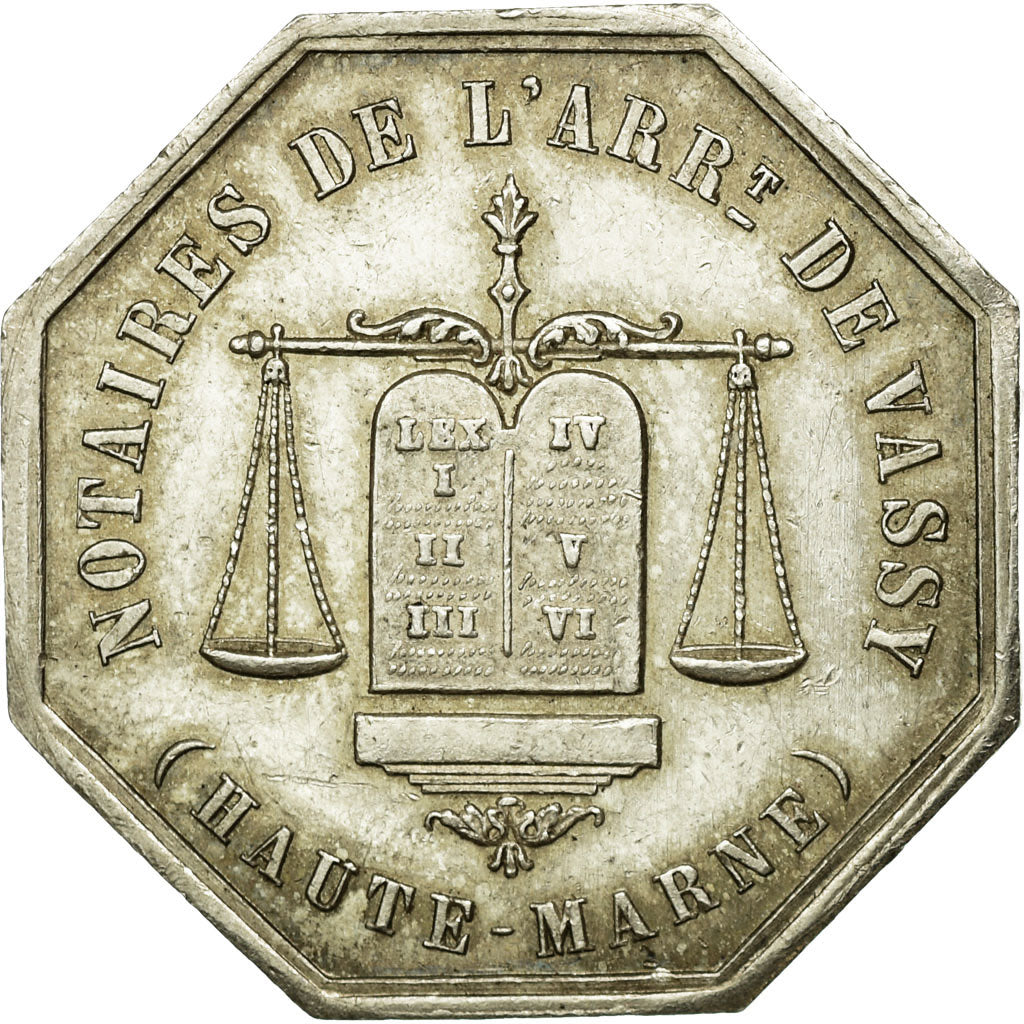France, Token, Notaires de l'Arrondissement de Vassy, Haute Marne, 1851