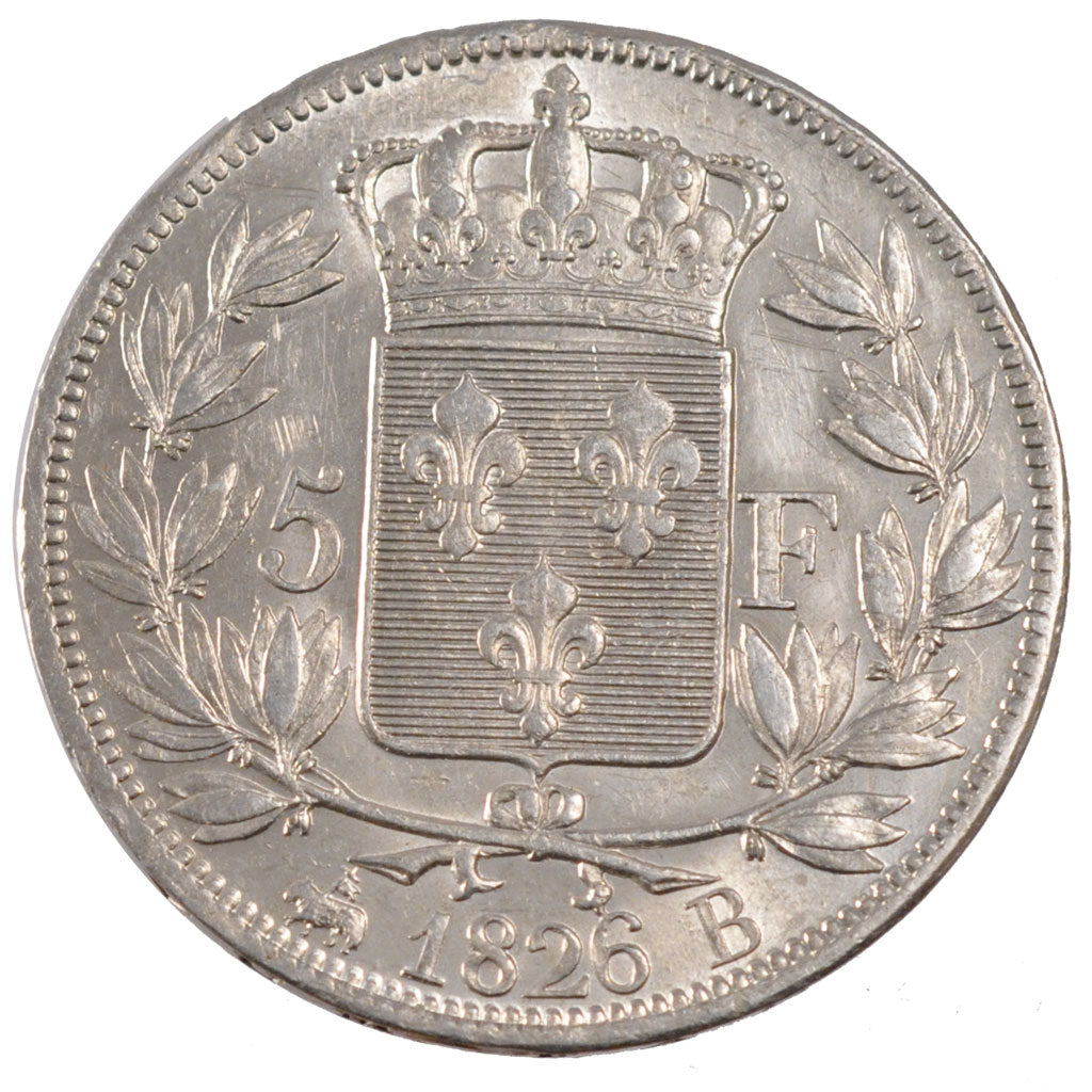 FRANCE, Charles X, 5 Francs, 1826, Rouen, KM #720.2, AU(55-58), Silver, Gadoury.