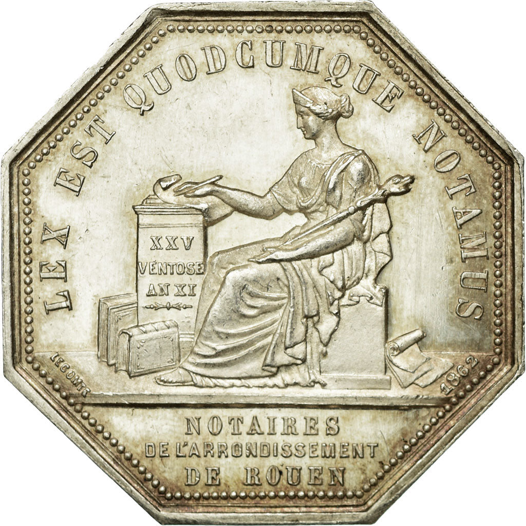France, Token, Notaires de l'Arrondissement de Rouen, 1862, Lecomte, MS(60-62)