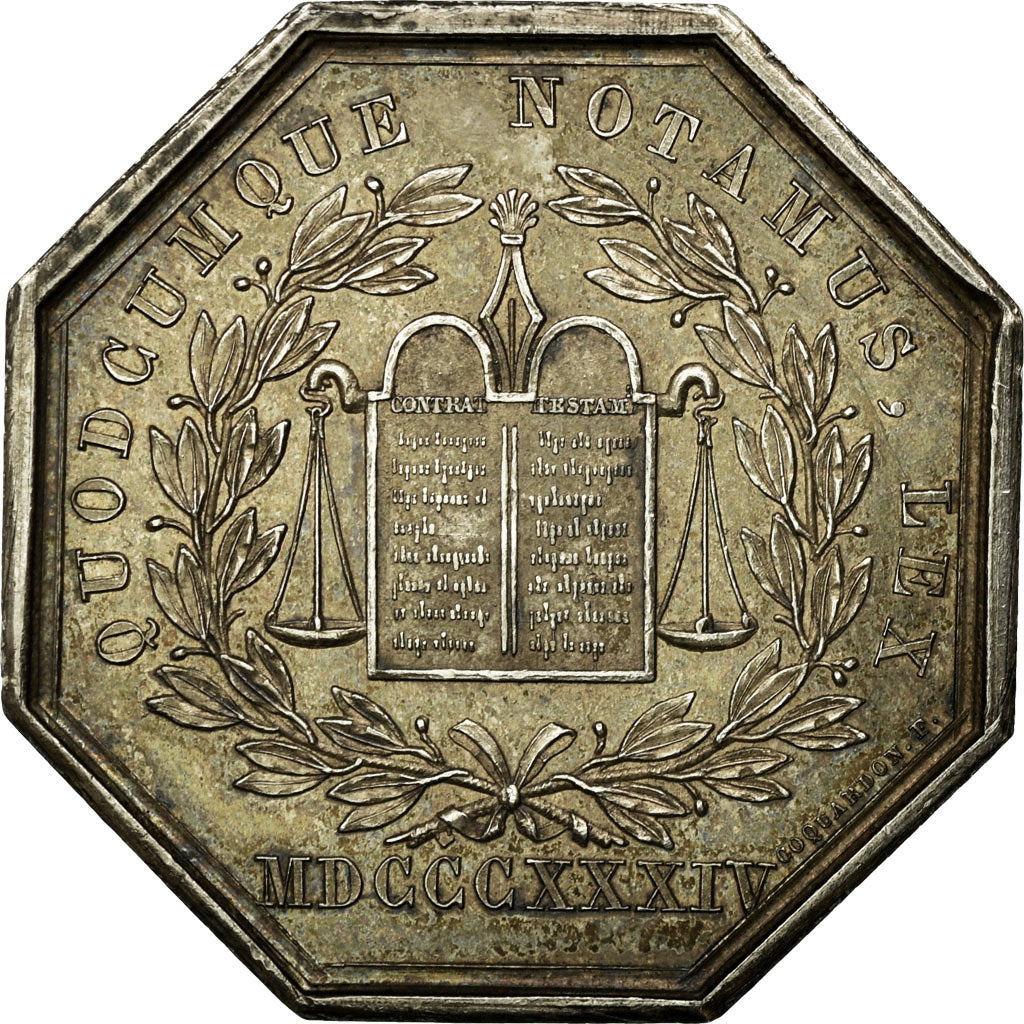 France, Token, Notaires de l'Arrondissement de Dreux, Eure et Loir, 1834