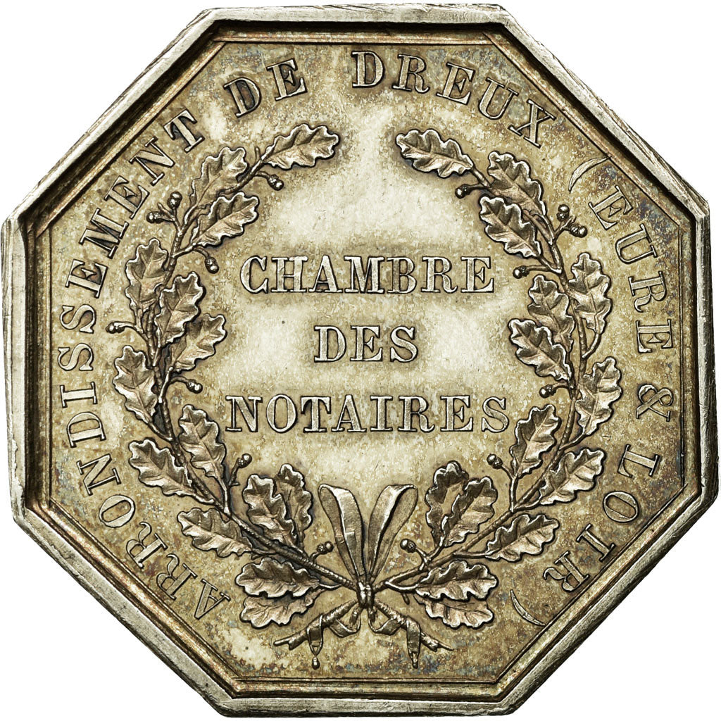 France, Token, Notaires de l'Arrondissement de Dreux, Eure et Loir, 1834