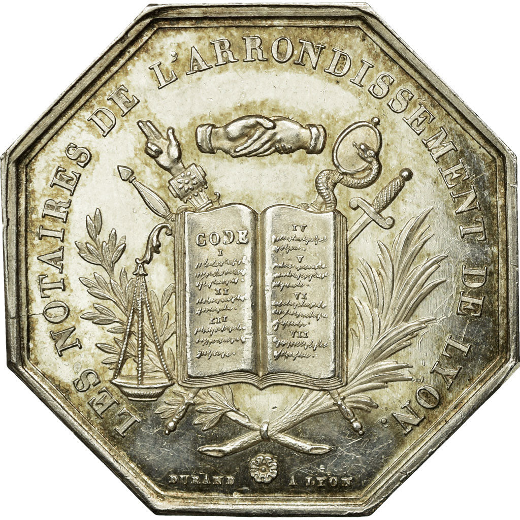 France, Token, Notaires de l'Arrondissement de Lyon, 1839, Durand, MS(60-62)