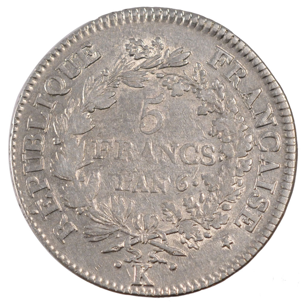 Francia, Union et Force, 5 Francs, 1797, Bordeaux, MB, Argento, KM:639.5, Gad...