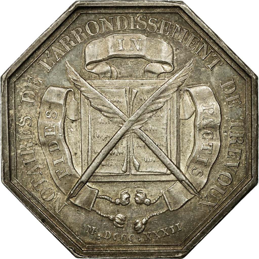 France, Token, Notaires de l'Arrondissement de Trévoux, 1832, Barre, MS(60-62)