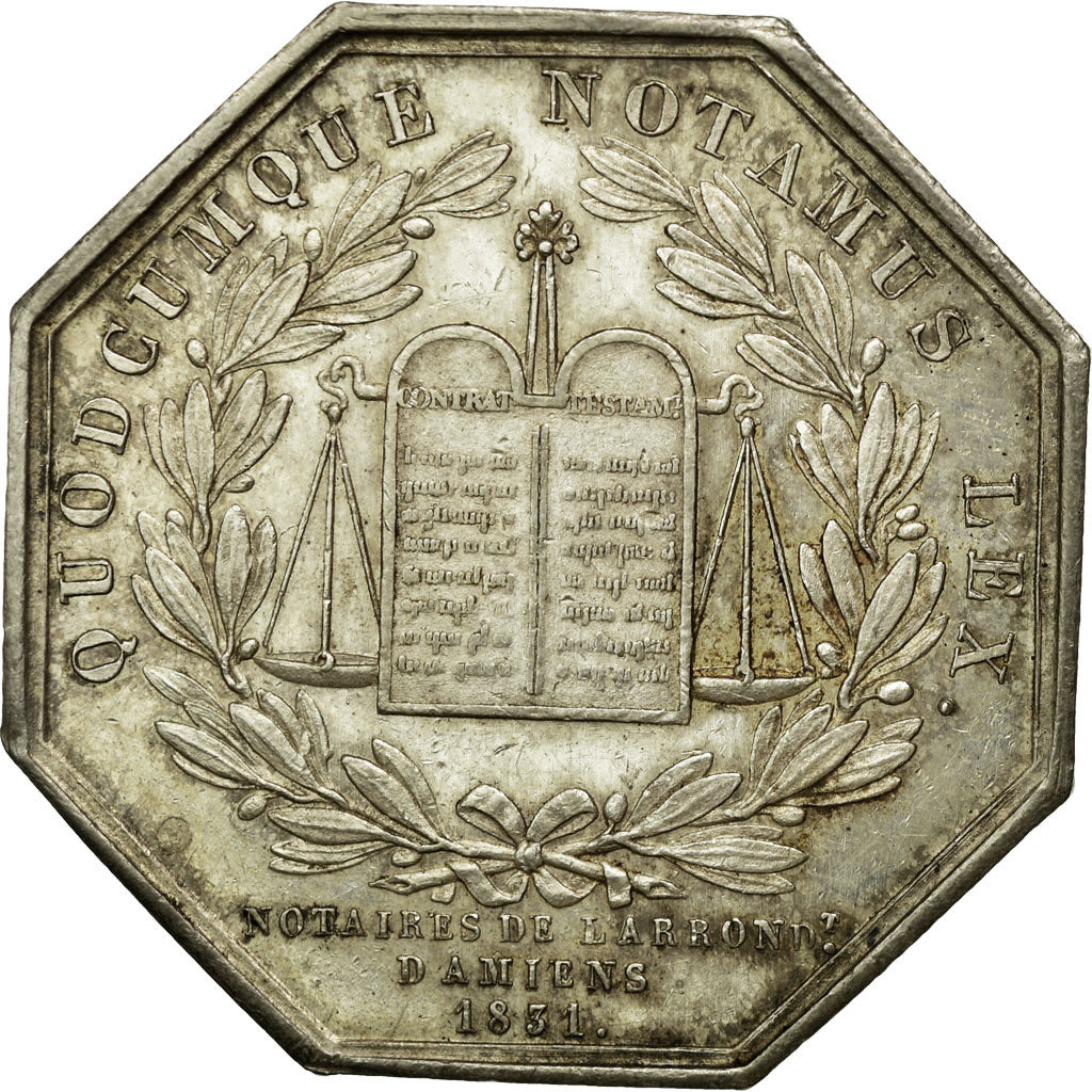 France, Token, Notaires de l'Arrondissement d'Amiens, 1831, AU(50-53), Silver