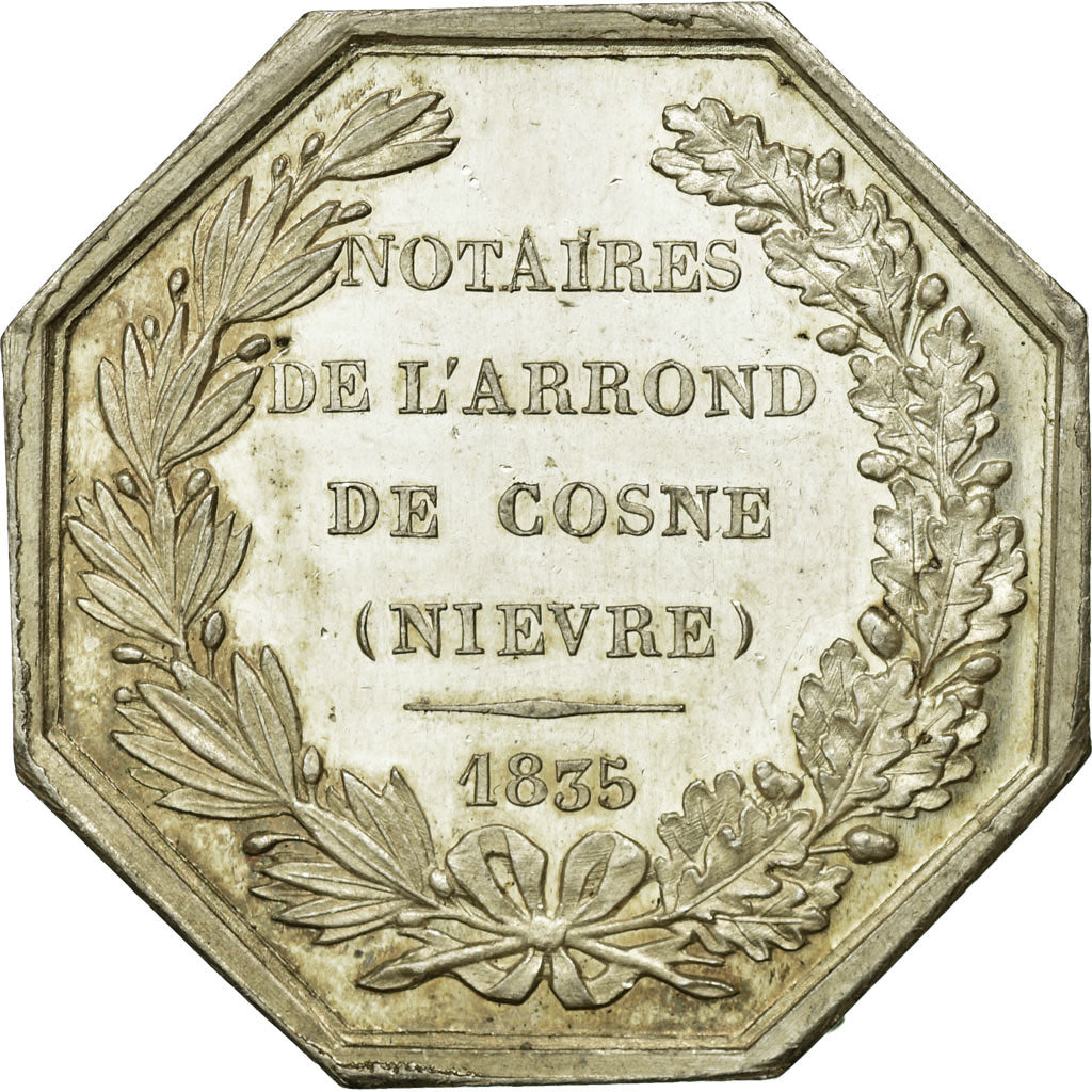 France, Token, Notaires de l'Arrondissement de Cosne, Nièvre, 1835, Caqué