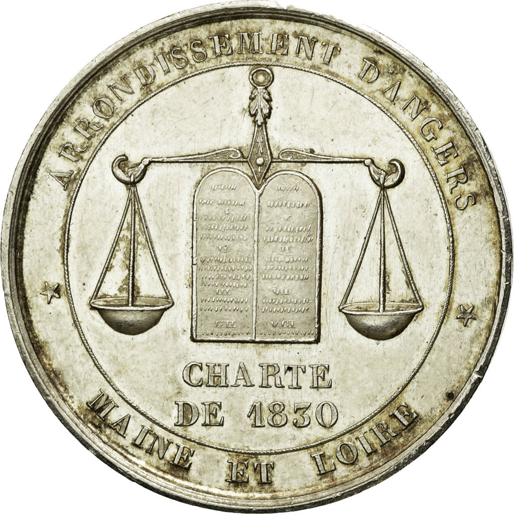 France, Jeton, Notaires de l'Arrondissement d'Angers, 1830, Caqué, SUP, Argent