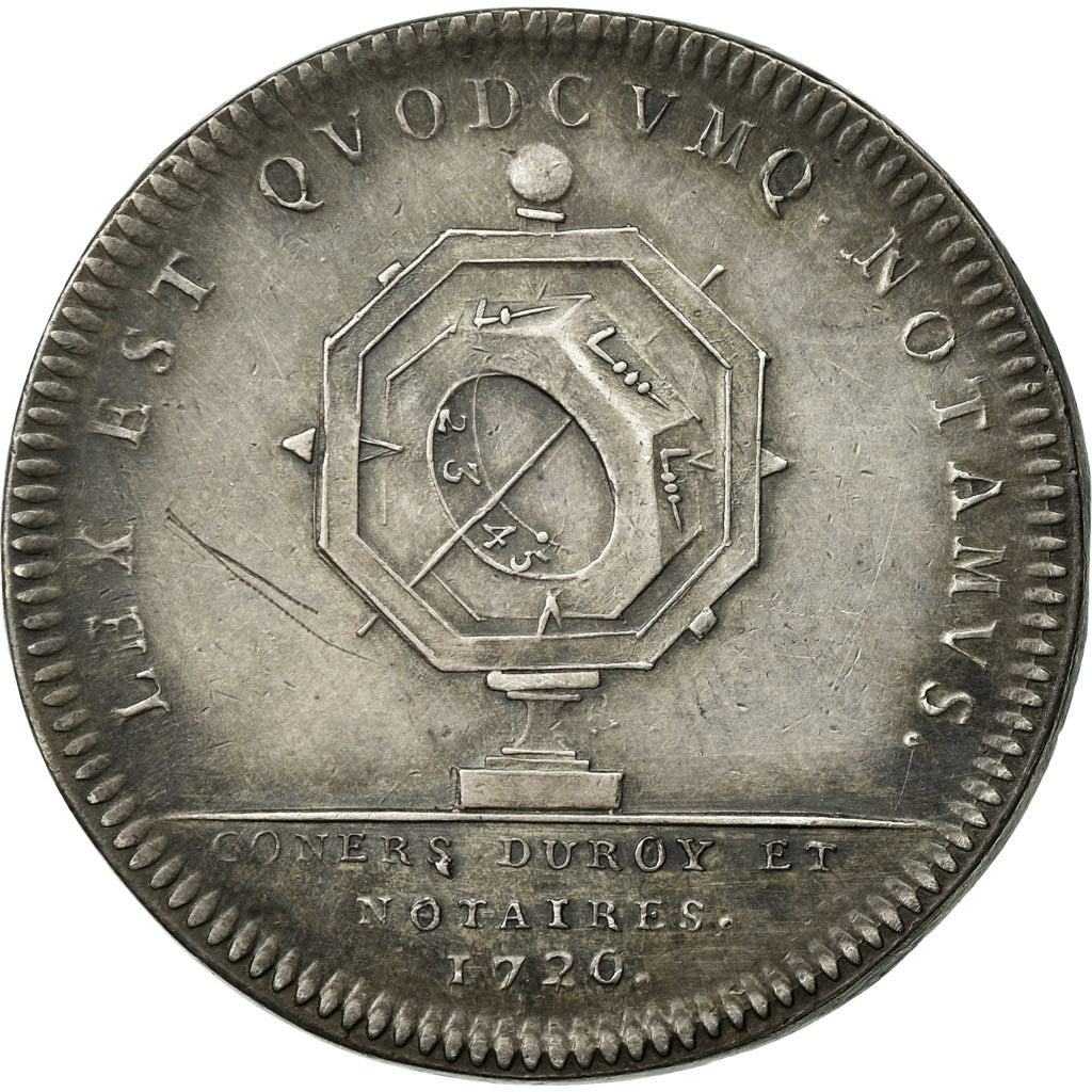 Francia, Token, Louis XV, Conseillers du Roi et Notaires, 1720, SPL, Argento