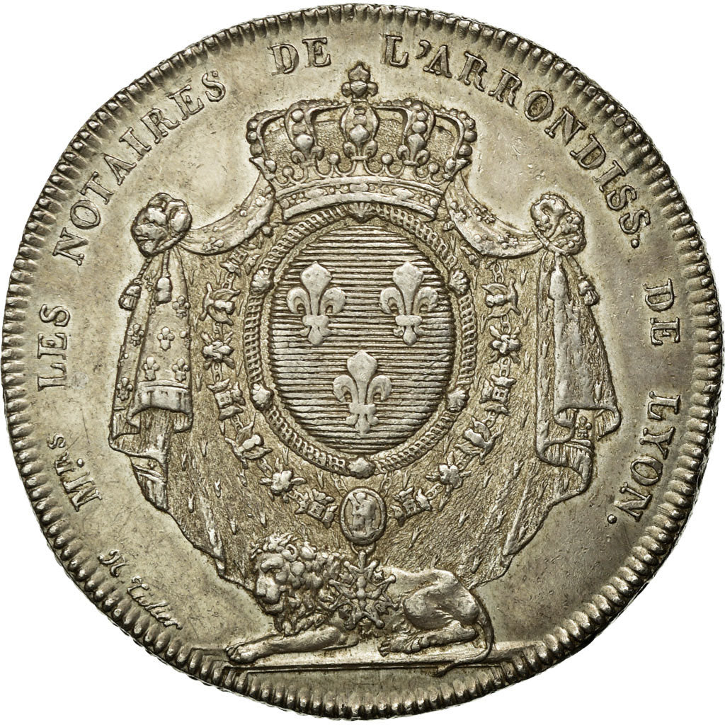 France, Token, Restauration, Notaires de Lyon, 1812, Tiolier, AU(55-58), Silver