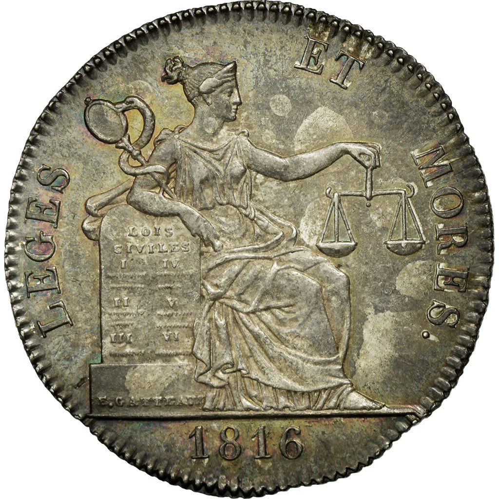 France, Token, Compagnie des Notaires d'Amiens, 1816, MS(60-62), Silver