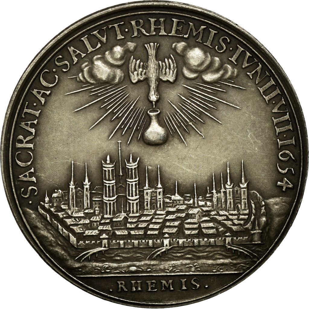 France, Jeton, Louis XIV, Sacre à Reims, 1654, Refrappe, SPL, Argent