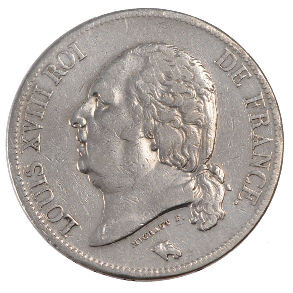 FRANCE, Louis XVIII, 5 Francs, 1820, Paris, KM #711.1, EF(40-45), Silver,...