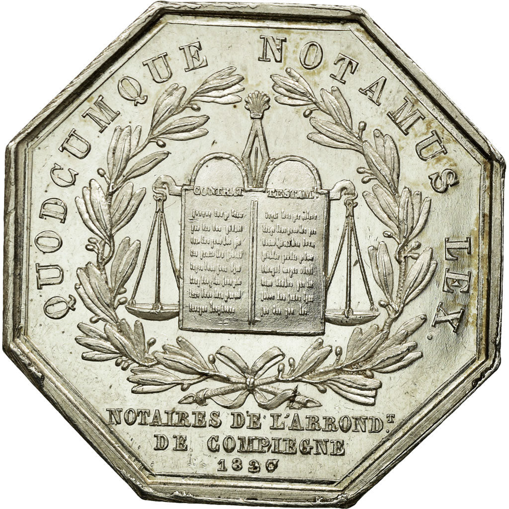 France, Token, Notaires de l'Arrondissement de Compiègne, 1830, Coquardon