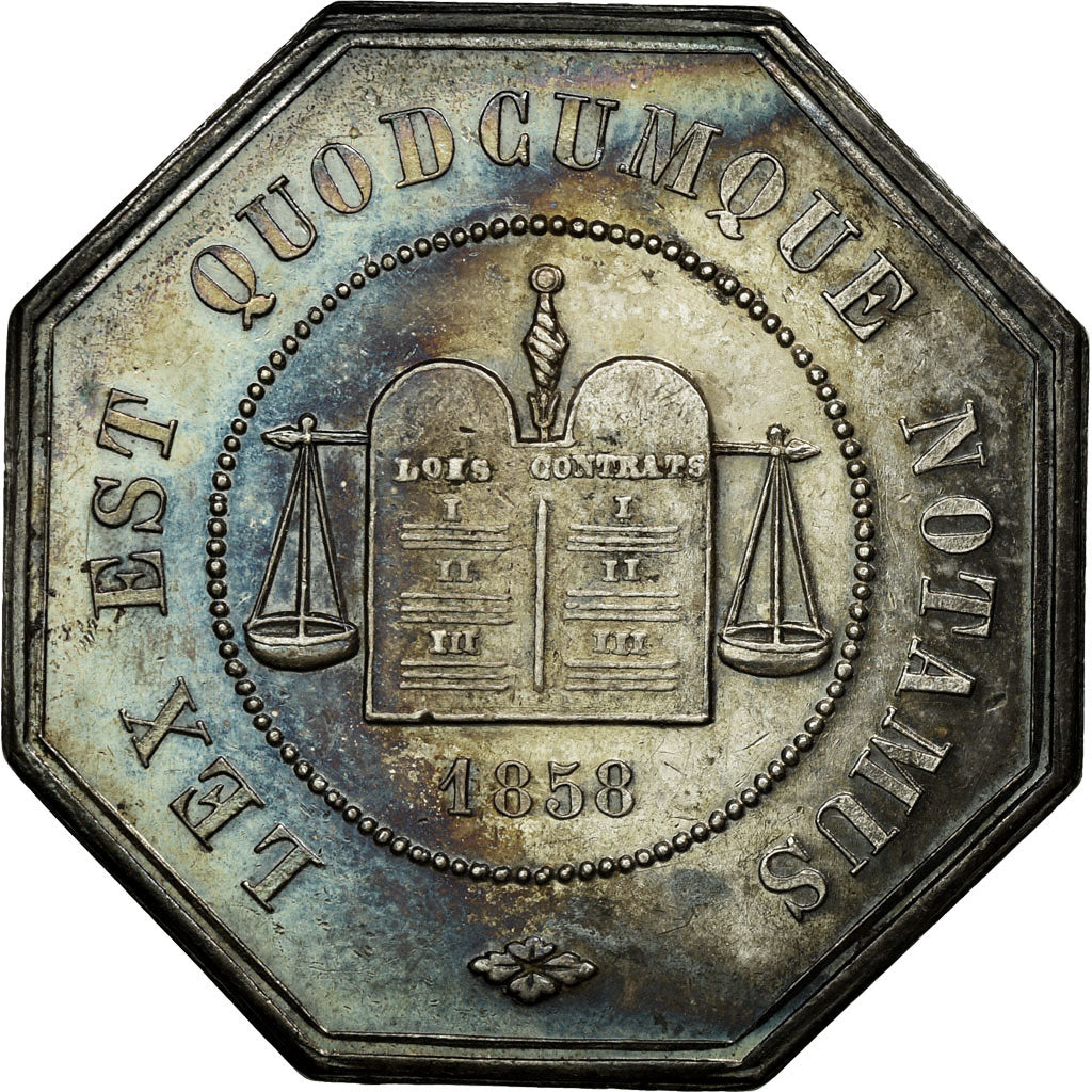 France, Jeton, Notaires de l'Arrondissement de Péronne, Somme, 1858, SUP