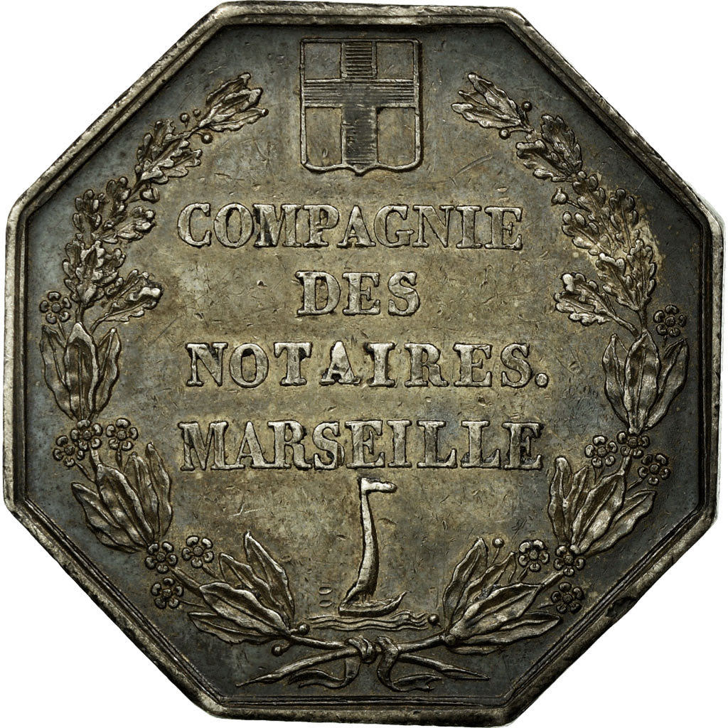 França, Token, Compagnie des Notaires de Marseille, 1890, Michaut, AU(55-58)