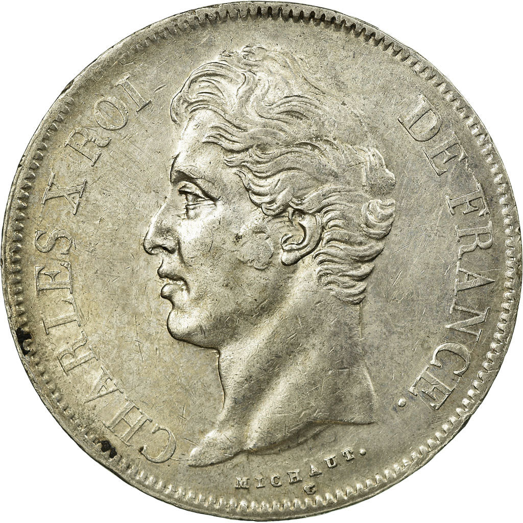 Monnaie, France, Charles X, 5 Francs, 1827, Rouen, SUP, Argent, KM:728.2