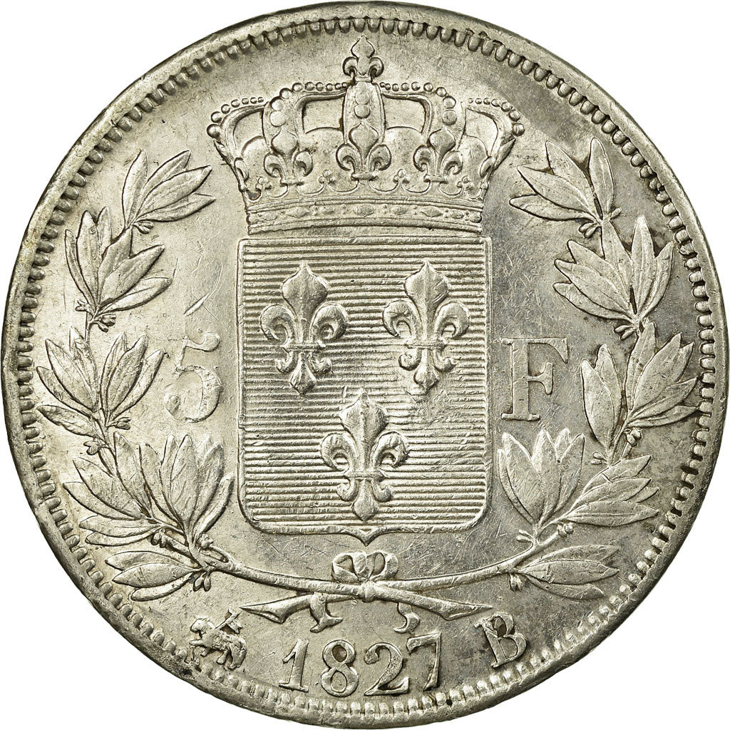 Monnaie, France, Charles X, 5 Francs, 1827, Rouen, SUP, Argent, KM:728.2