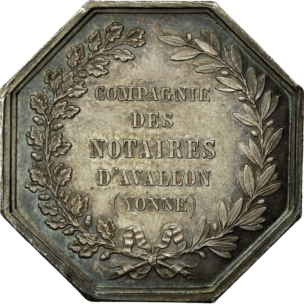 França, Token, Notaires de l'Arrondissement d'Avallon, Yonne, 1858, MS(60-62)