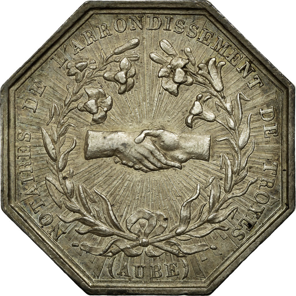 France, Token, Notaires de l'arrondissement de Troyes, 1823, Barre, AU(55-58)