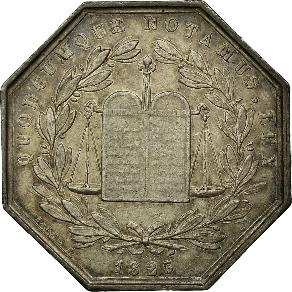 France, Token, Notaires de l'arrondissement de Troyes, 1823, Barre, AU(55-58)
