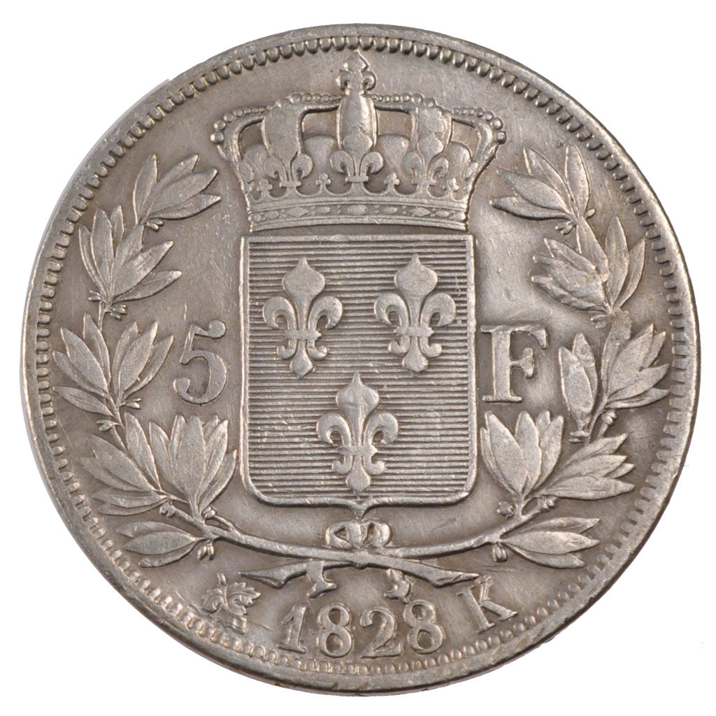 Münze, Frankreich, Charles X, 5 Francs, 1828, Bordeaux, SS, Silber, Gadoury:644